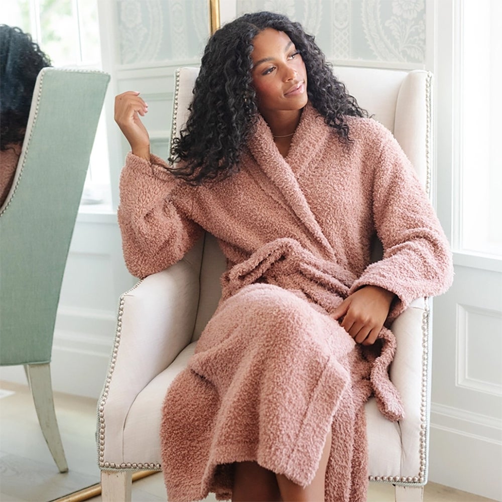 COZY PLUSH BAMBOO ROBE, ROSE | proper topper