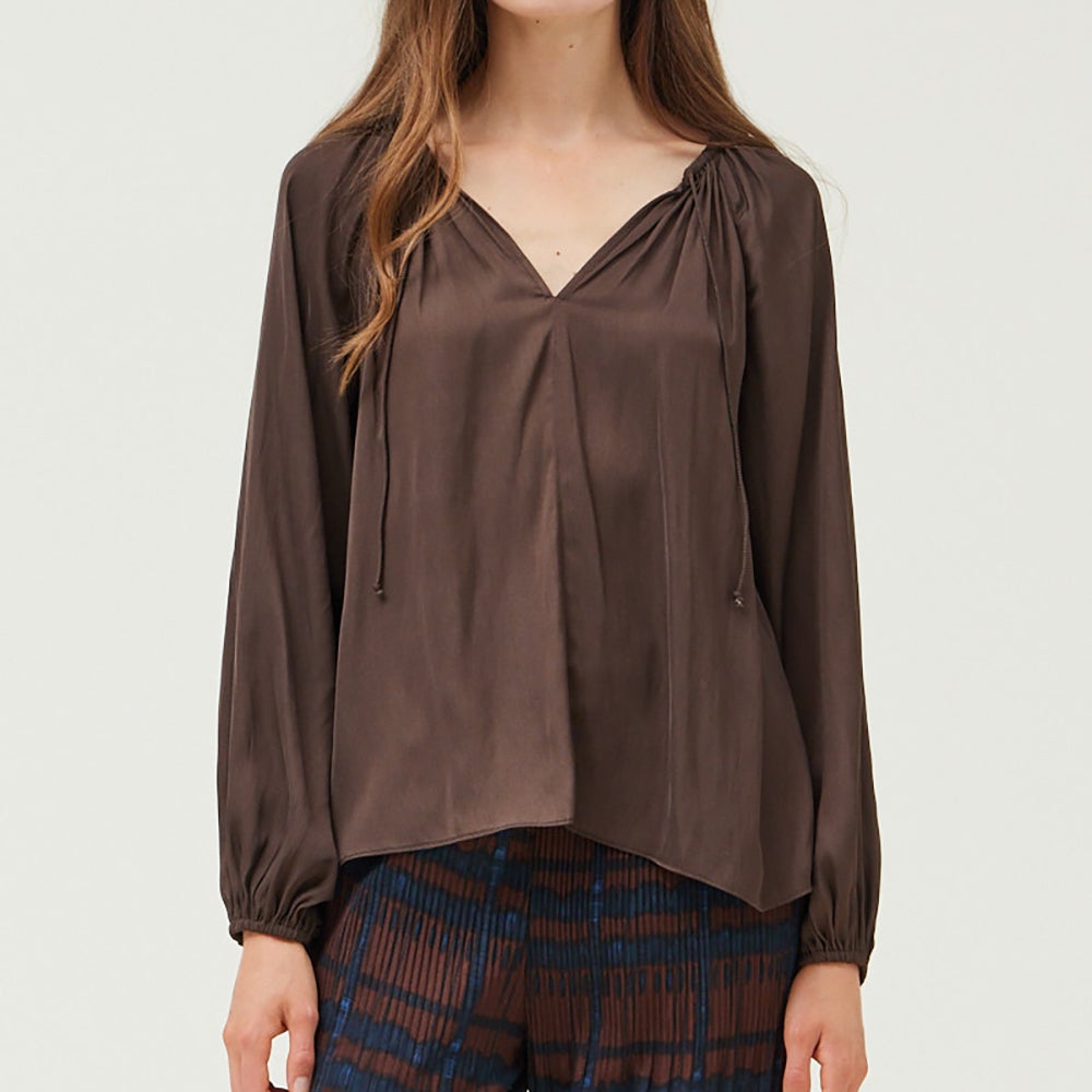 Satin peasant blouse clearance