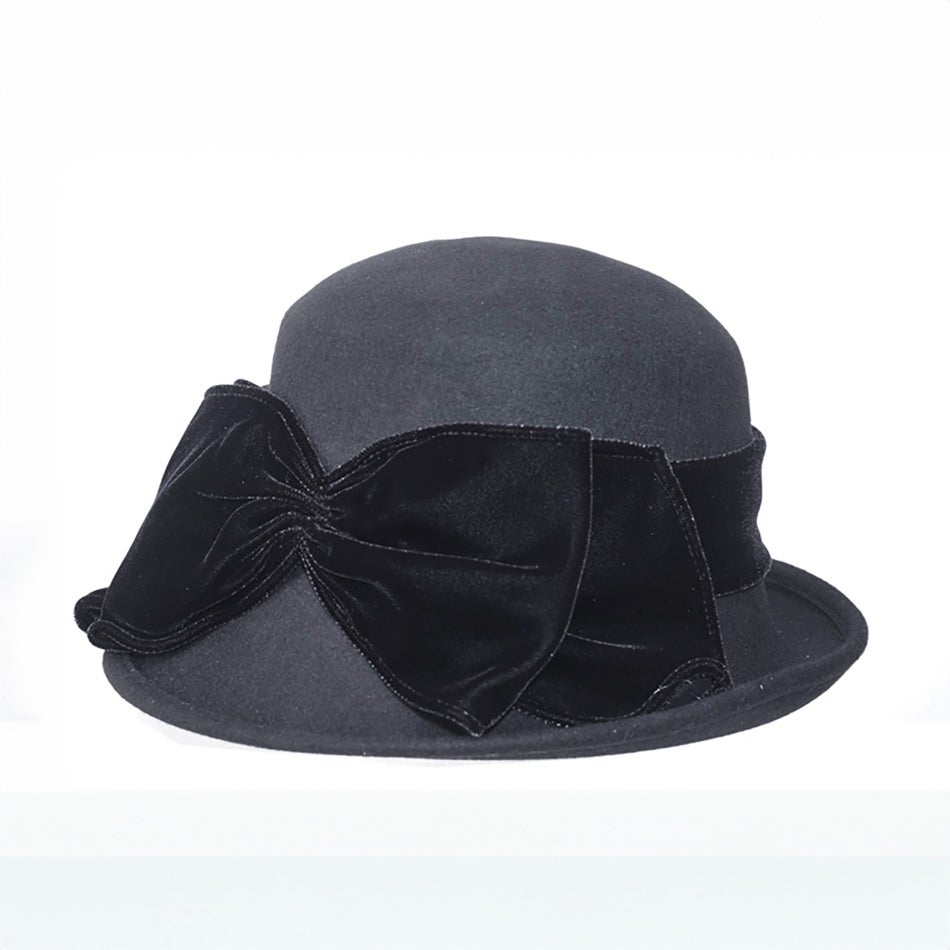 HARPER VELVET BOW CLOCHE